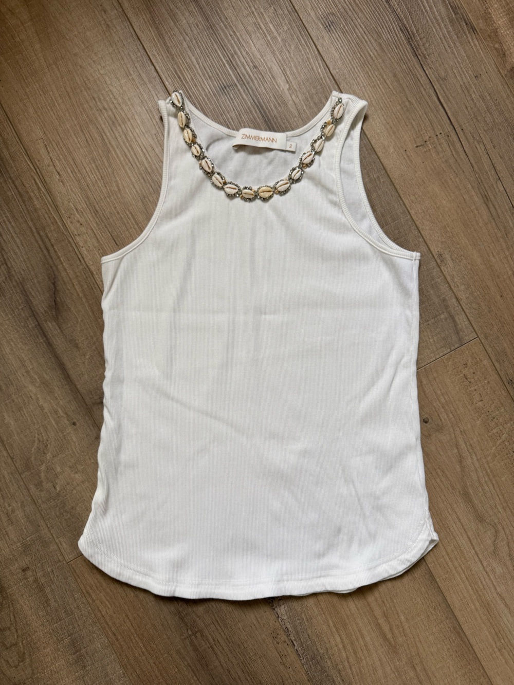 Zimmermann off-white Top with Beaded Neckline